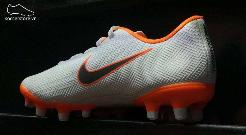 Nike Mercurial Vapor XI Academy Kids FG- White/ Metallic Cool Grey/ Total Orange AH7349-107