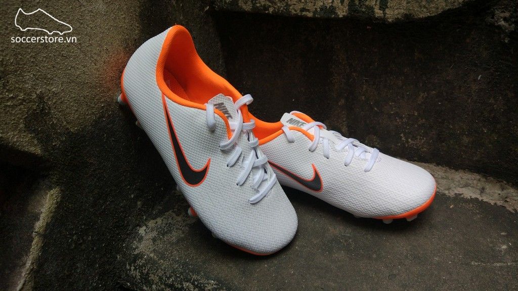 Nike Mercurial Vapor XI Academy Kids FG- White/ Metallic Cool Grey/ Total Orange AH7349-107