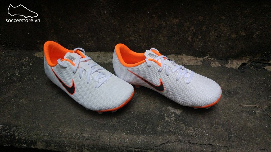 Nike Mercurial Vapor XI Academy Kids FG- White/ Metallic Cool Grey/ Total Orange AH7349-107