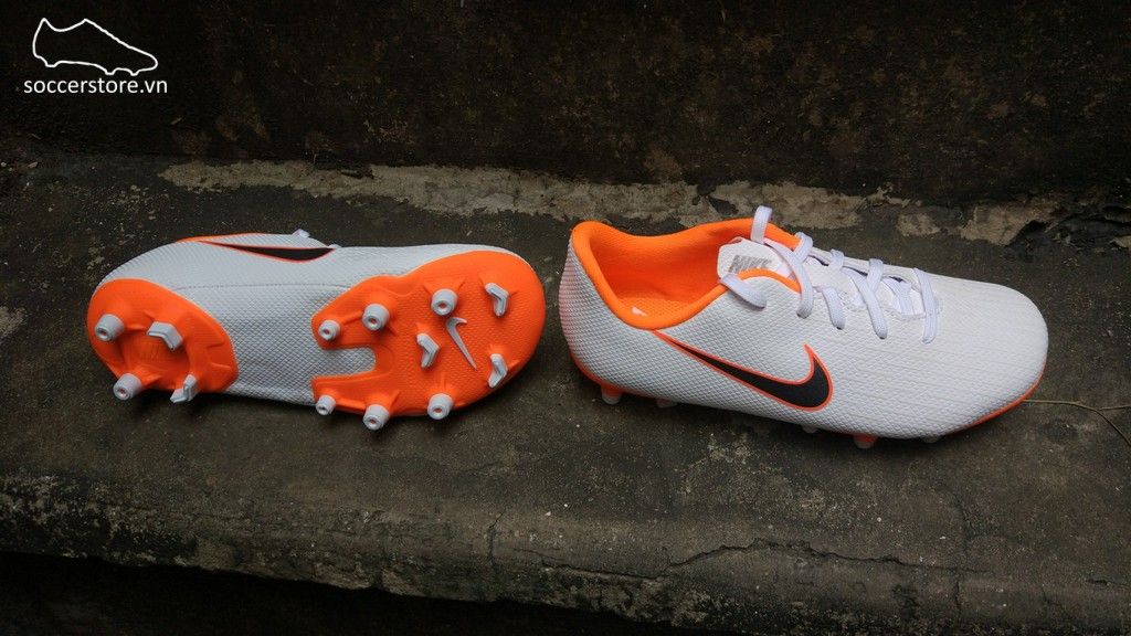 Nike Mercurial Vapor XI Academy Kids FG- White/ Metallic Cool Grey/ Total Orange AH7349-107