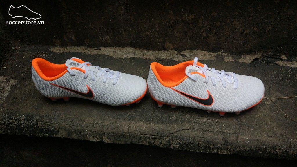 Nike Mercurial Vapor XI Academy Kids FG- White/ Metallic Cool Grey/ Total Orange AH7349-107