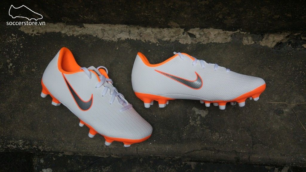 Nike Mercurial Vapor XI Academy Kids FG- White/ Metallic Cool Grey/ Total Orange AH7349-107