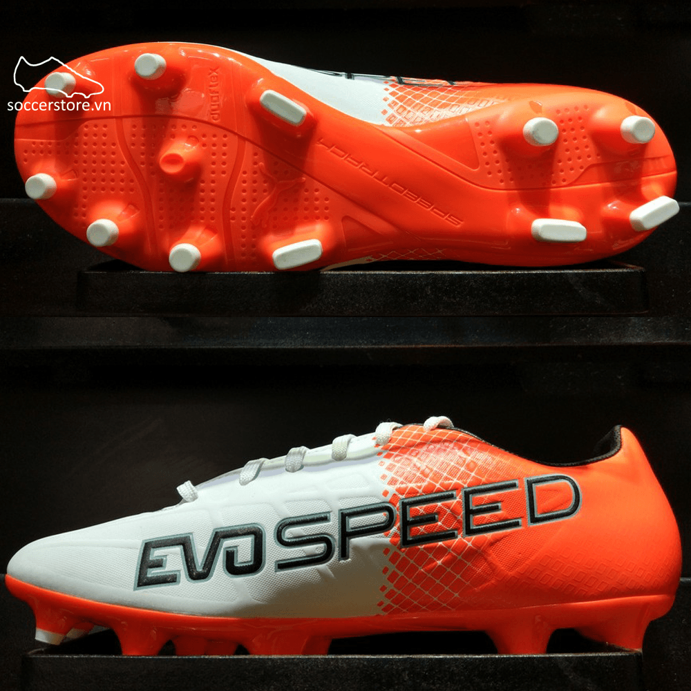Puma evoSPEED 4.5 FG- Puma White/ Puma Black/ Shocking Orange 103592-05