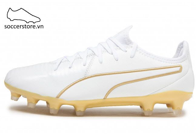 Puma King Pro MG/ FG - White/ Team Gold 105608-09