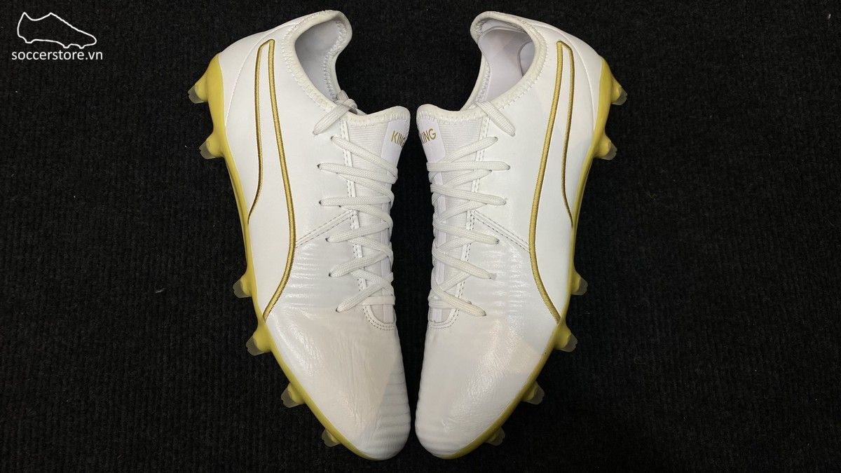 Puma King Pro MG/ FG - White/ Team Gold 105608-09