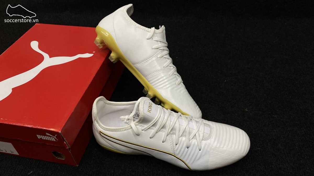 Puma King Pro MG/ FG - White/ Team Gold 105608-09