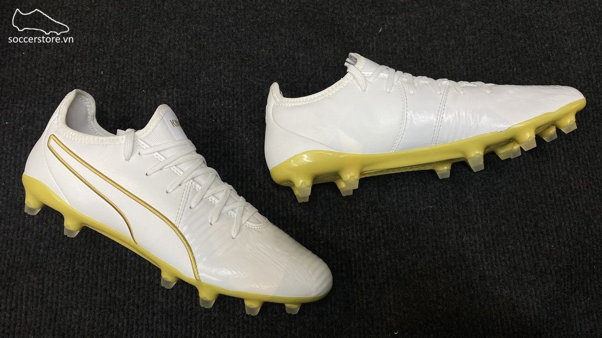 Puma King Pro MG/ FG - White/ Team Gold 105608-09