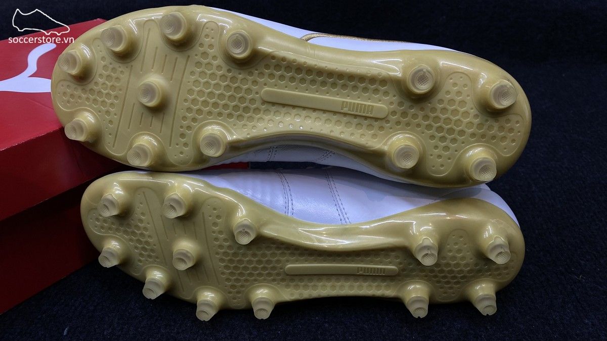 Puma King Pro MG/ FG - White/ Team Gold 105608-09