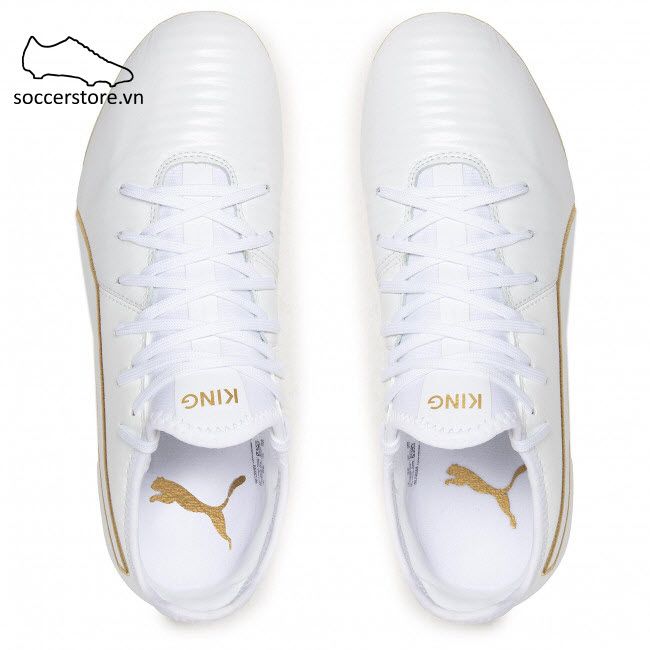 Puma King Pro MG/ FG - White/ Team Gold 105608-09