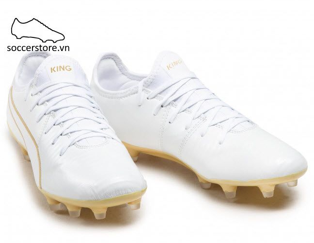 Puma King Pro MG/ FG - White/ Team Gold 105608-09