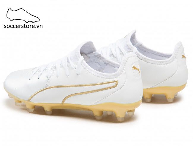 Puma King Pro MG/ FG - White/ Team Gold 105608-09