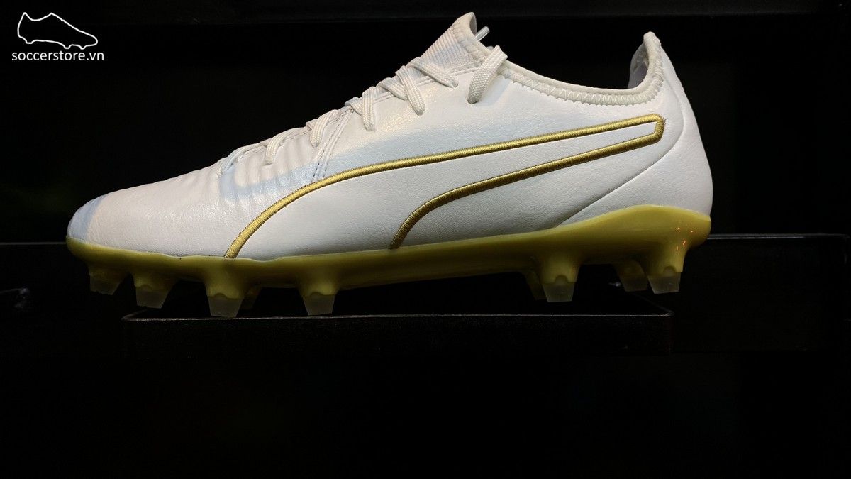 Puma King Pro MG/ FG - White/ Team Gold 105608-09