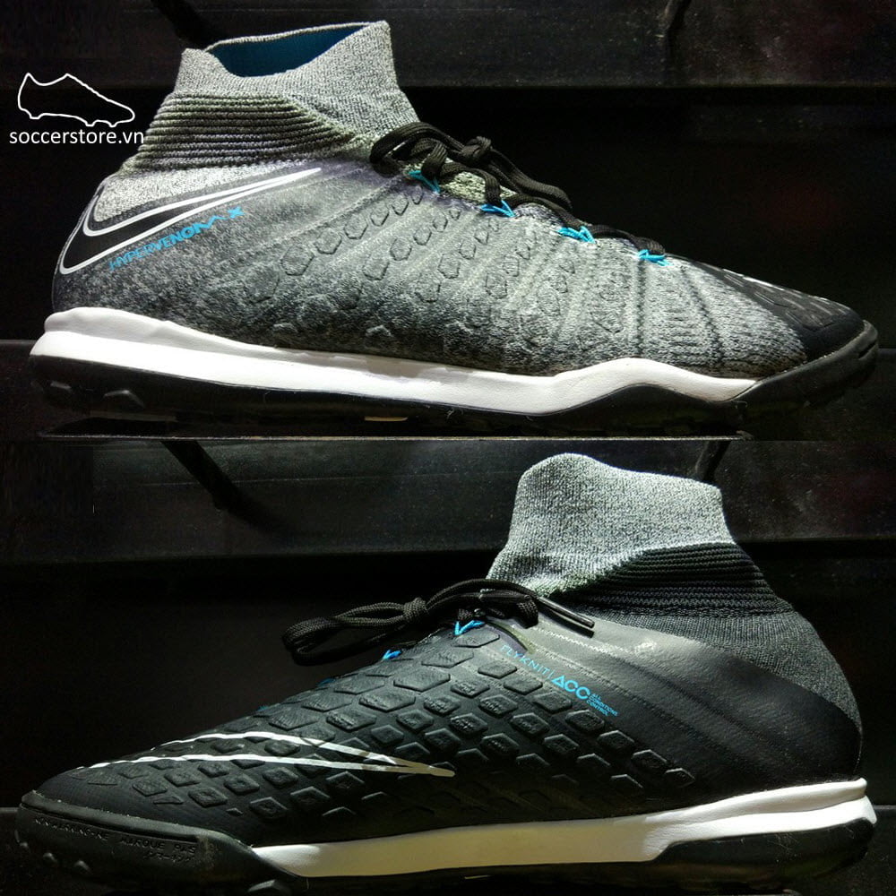 Nike HypervenomX Proximo II DF TF- Wolf Grey/ Black/ Chlorine Blue 852576-004
