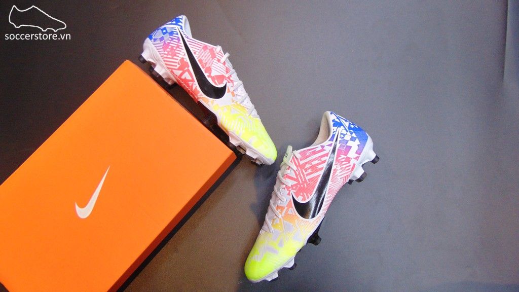 Nike Mercurial Vapor XIII Academy Neymar FG Jogo Prismatico- White/ Black/ Racer Blue/ Volt AT7960-104