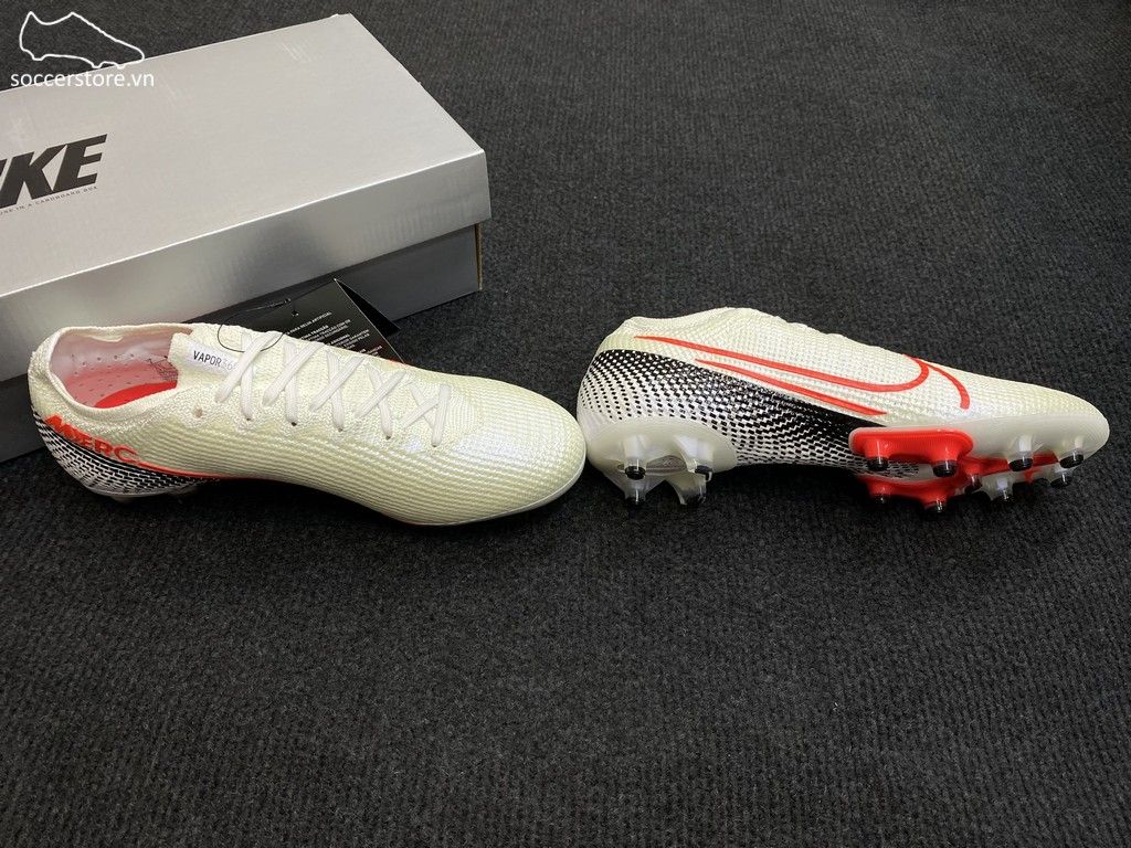Nike Mercurial Vapor XIII AG Pro- White/ Laser Crimson/ Black AT7895-160