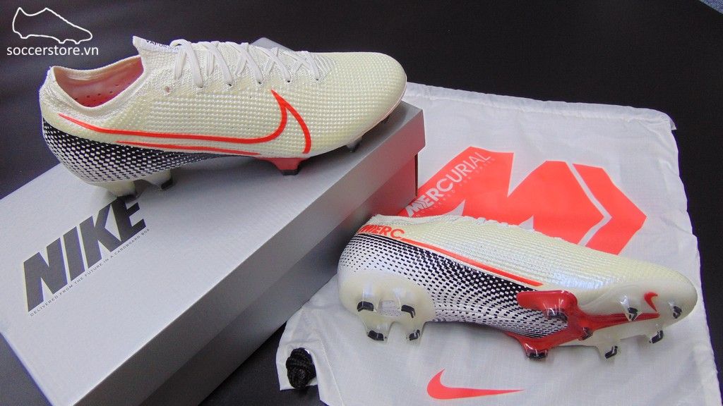 Nike Mercurial Vapor XIII Elite FG- White/ Laser Crimson/ Black AQ4176-160