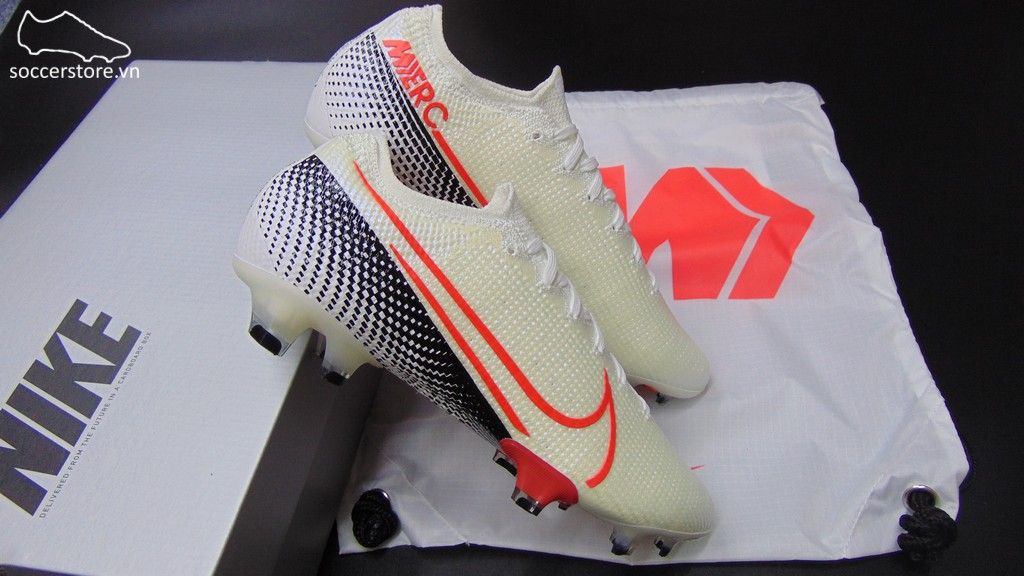 Nike Mercurial Vapor XIII Elite FG- White/ Laser Crimson/ Black AQ4176-160