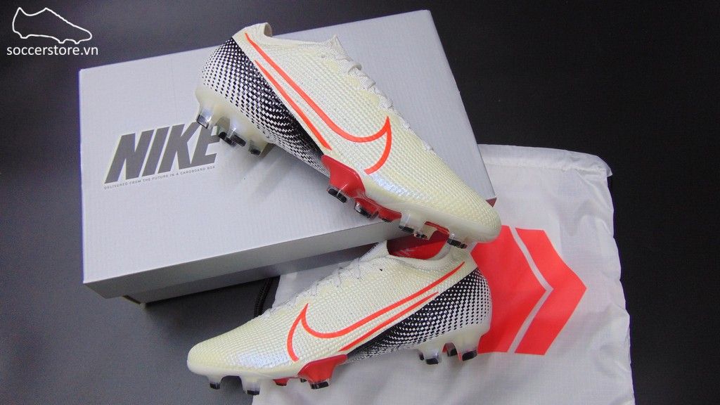 Nike Mercurial Vapor XIII Elite FG- White/ Laser Crimson/ Black AQ4176-160