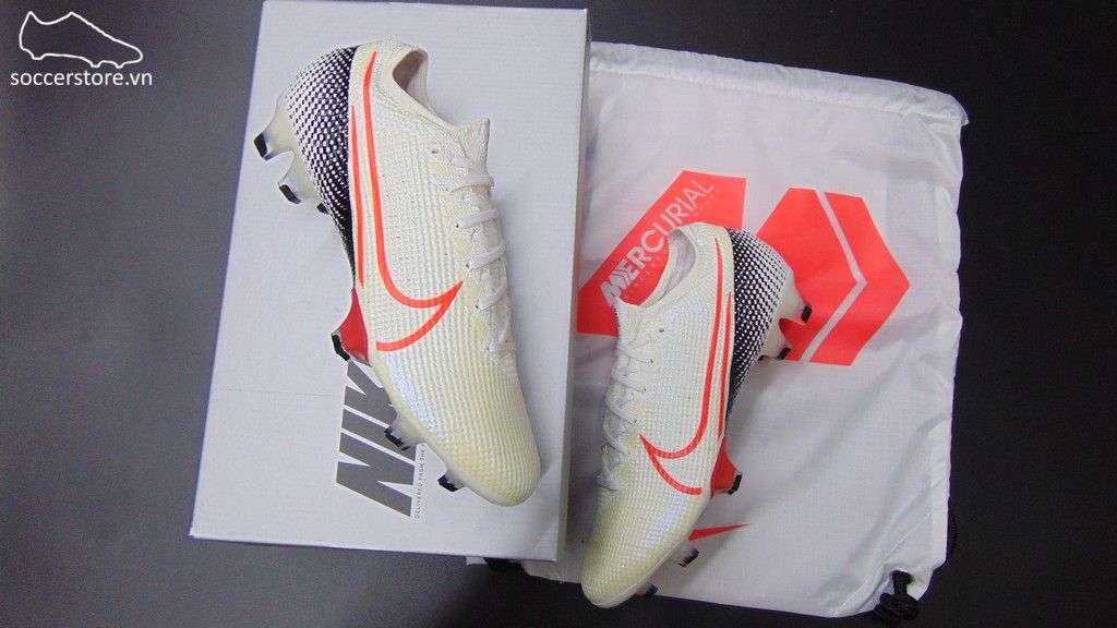 Nike Mercurial Vapor XIII Elite FG- White/ Laser Crimson/ Black AQ4176-160