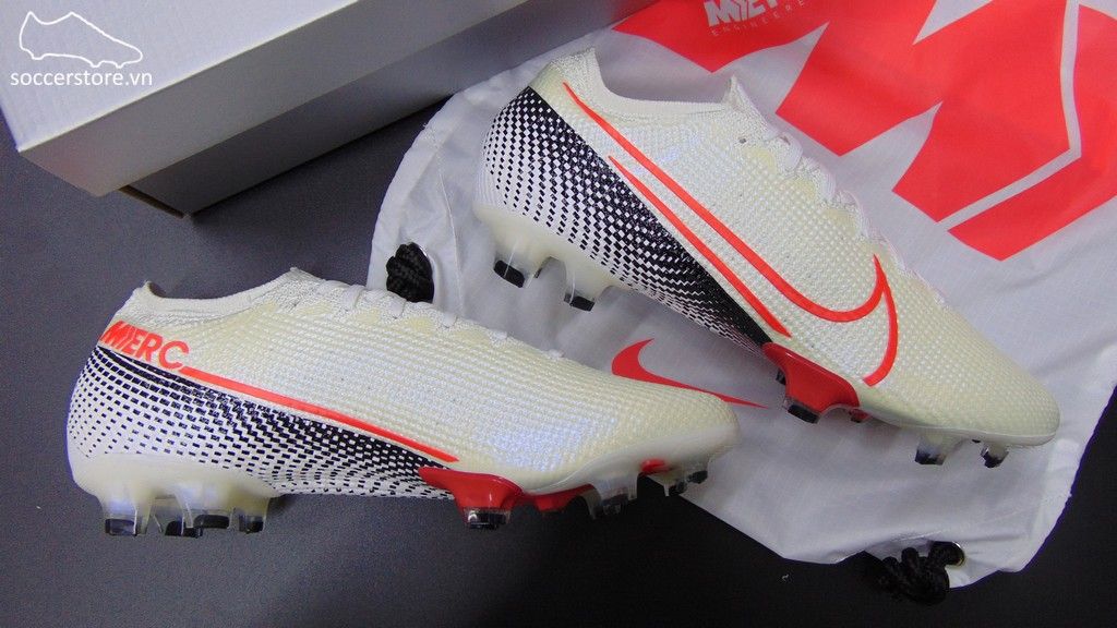 Nike Mercurial Vapor XIII Elite FG- White/ Laser Crimson/ Black AQ4176-160