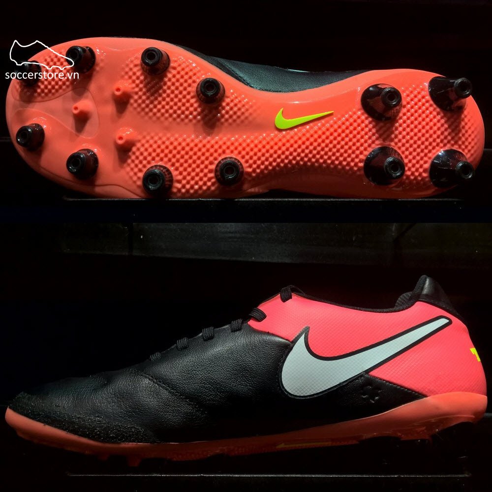 Nike Tiempo Genio II Leather AG Pro- Black/ White/ Hyper Orange/ Volt 844399-018