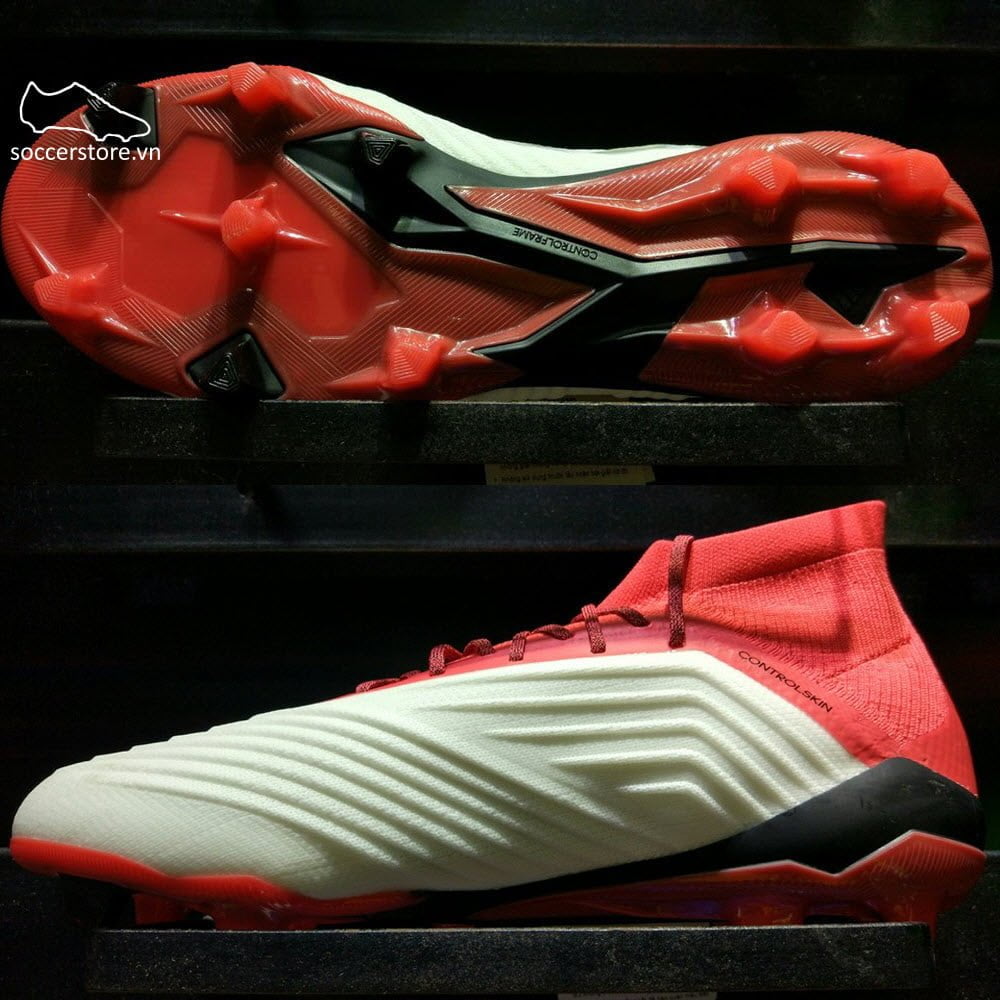 Adidas Predator 18.1 FG- White/ Core Black/ Real Coral CM7410