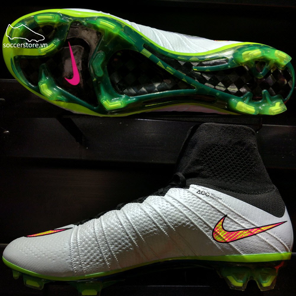 Nike Mercurial Superfly FG- White/ Volt/ Hyper Pink/ Black 641858-170