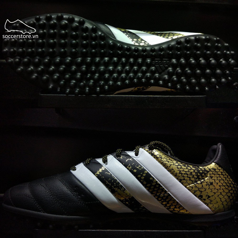 Adidas Ace 16.3 TF Leather- Core Black/ White/ Gole Metallic AQ2070