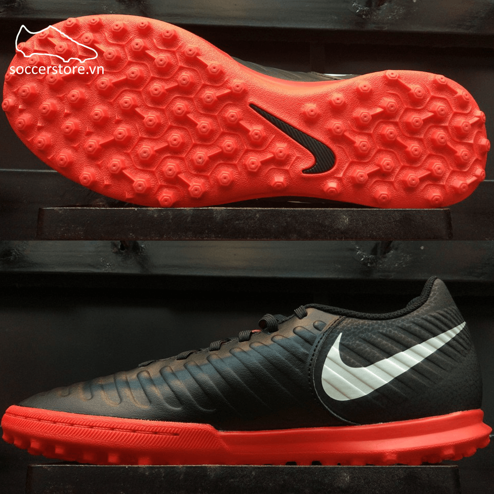 Nike Tiempo Legend VII Club TF- Black/ Pure Platinum/ Light Crimson AH7248-006