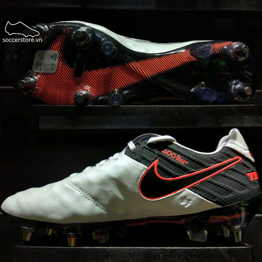 Nike Tiempo Legend VI SG Pro- Pure Platinum/ Black/ Hyper Orange 819680-001
