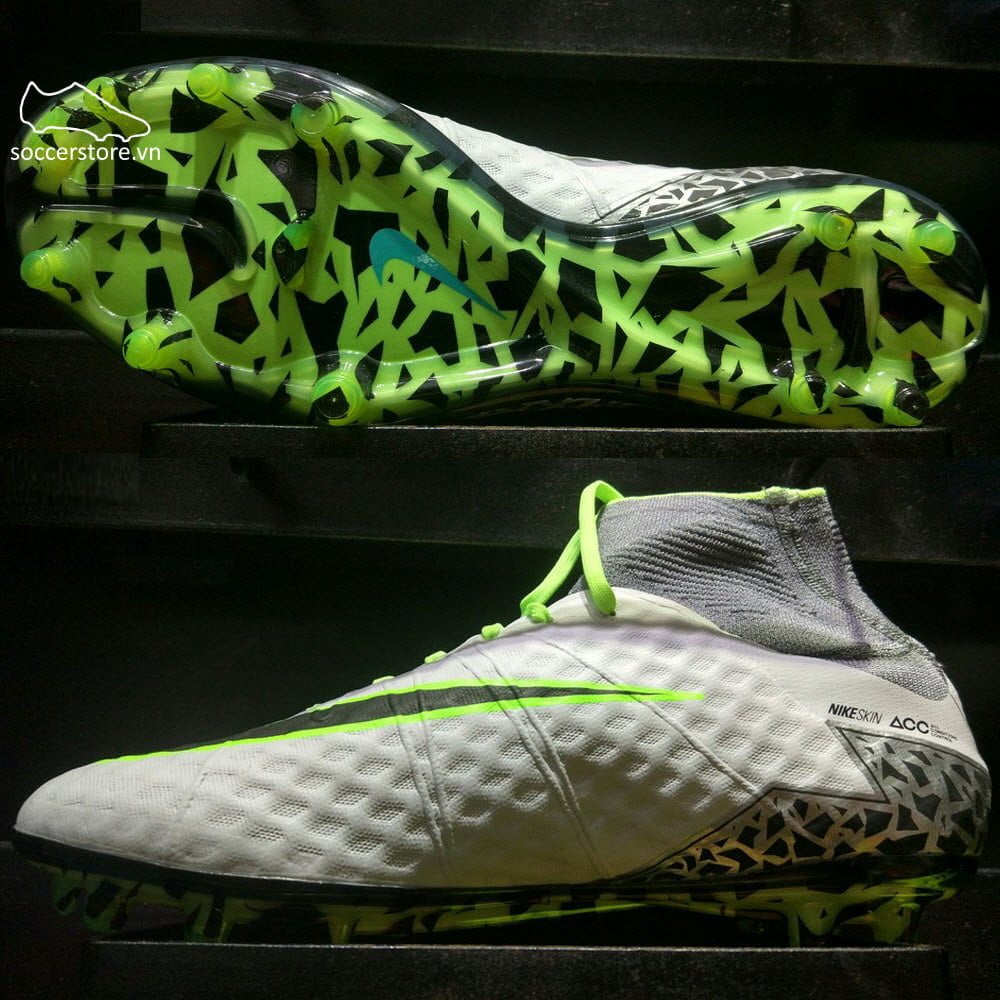 Nike Hypervenom Phantom II FG- Pure Platinum/ Black/ Ghost Green 747213-003