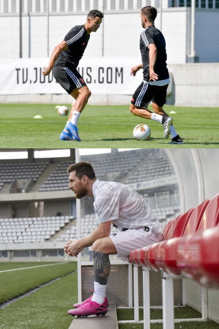 Ronaldo & Messi cùng đeo giày mới trước mùa giải