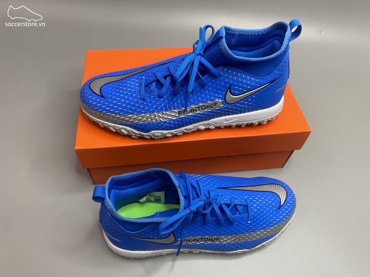 Nike Phantom GT Academy DF TF Kids - Blue/ Metallic Silver/ Rage Green - CW6695-400