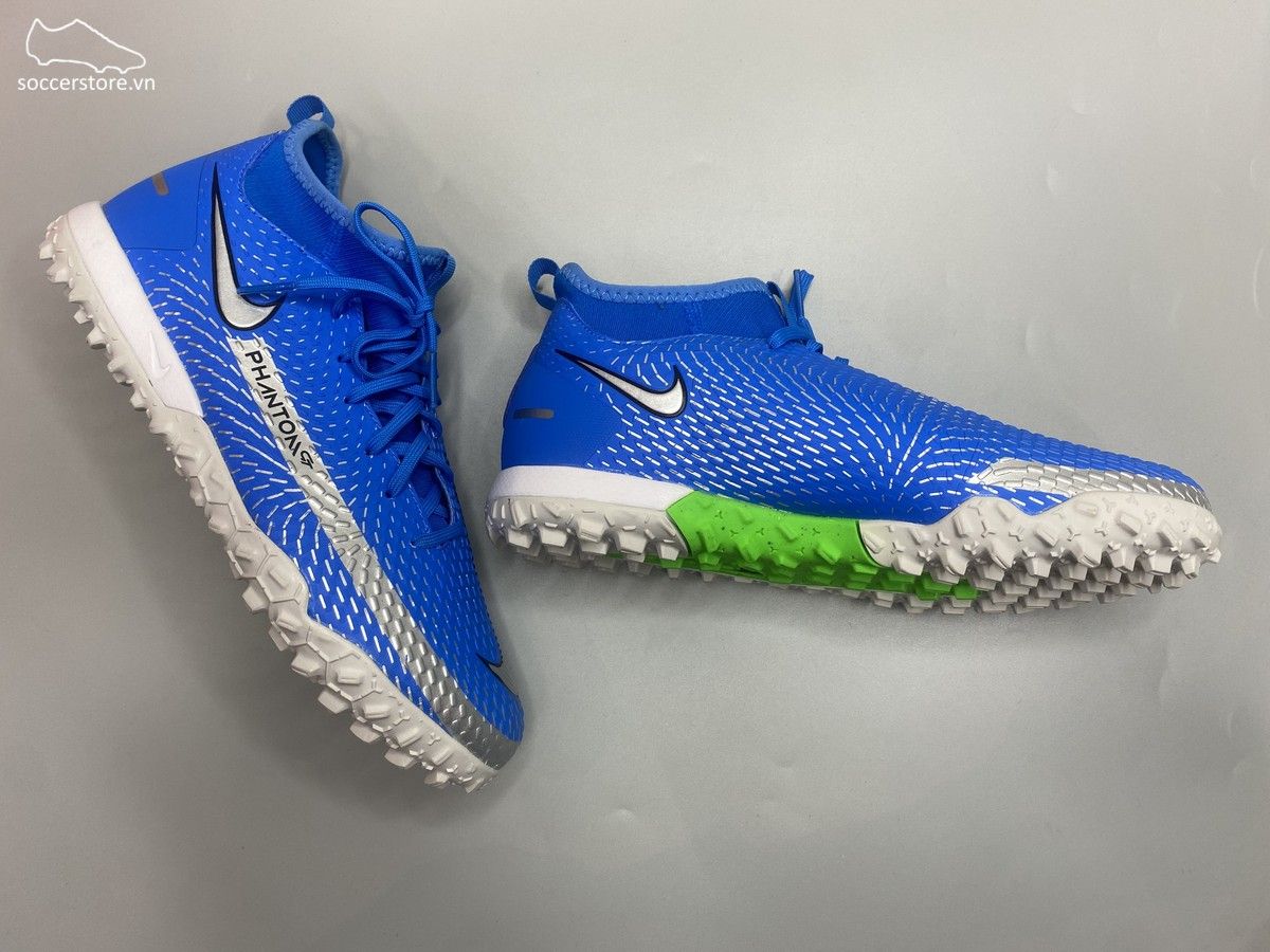 Nike Phantom GT Academy DF TF Kids - Blue/ Metallic Silver/ Rage Green - CW6695-400