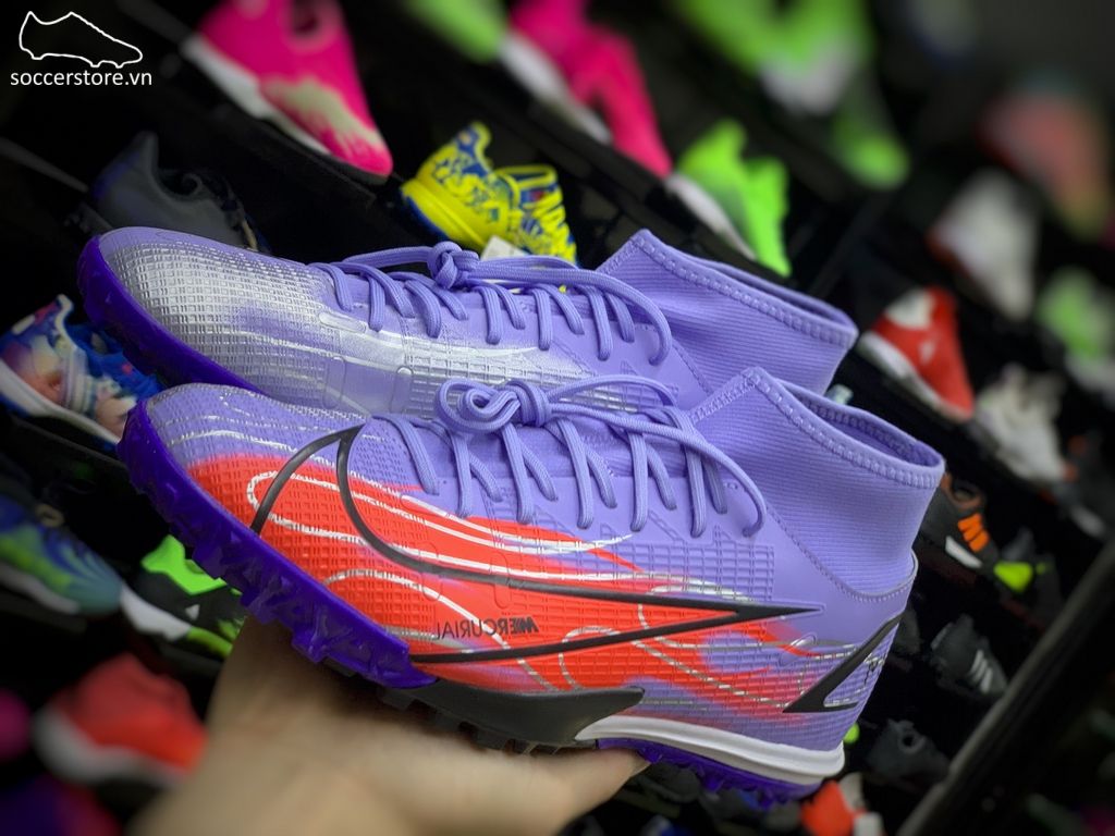 Nike Mercurial Superfly 8 Academy TF Mbappe Flames- Light Thistle/ Metallic Silver DB2868-506