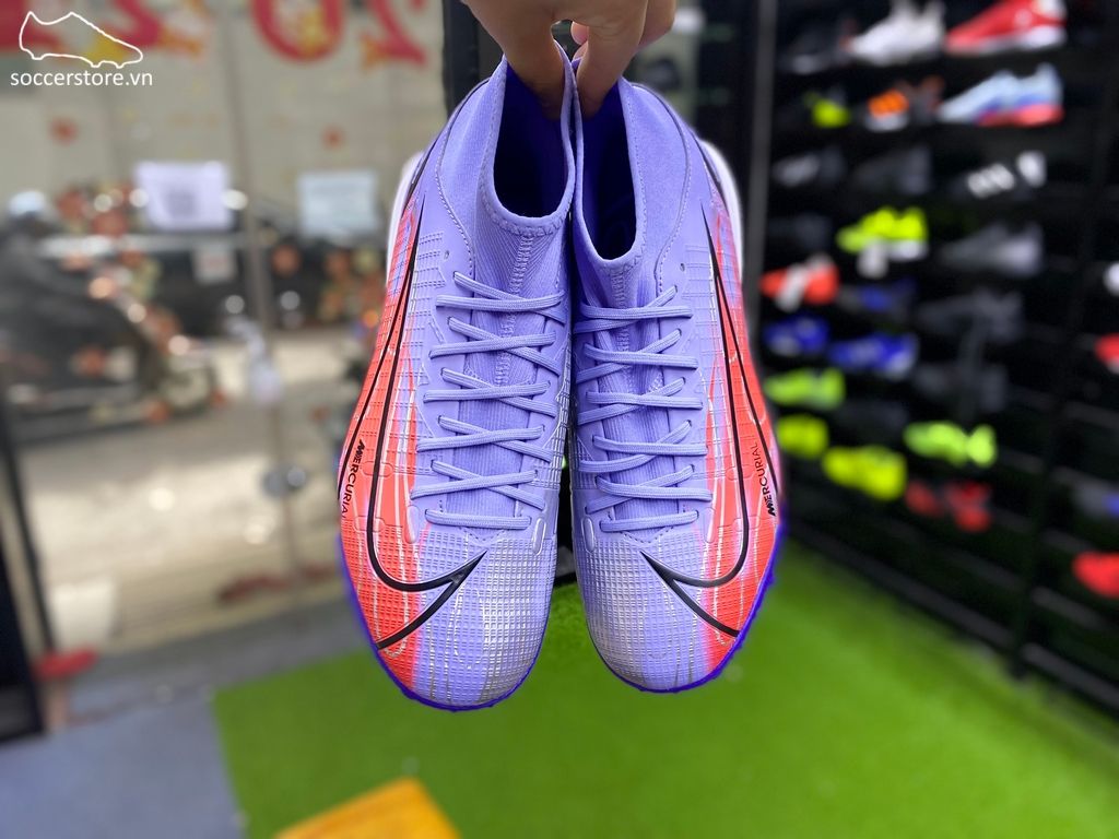 Nike Mercurial Superfly 8 Academy TF Mbappe Flames- Light Thistle/ Metallic Silver DB2868-506