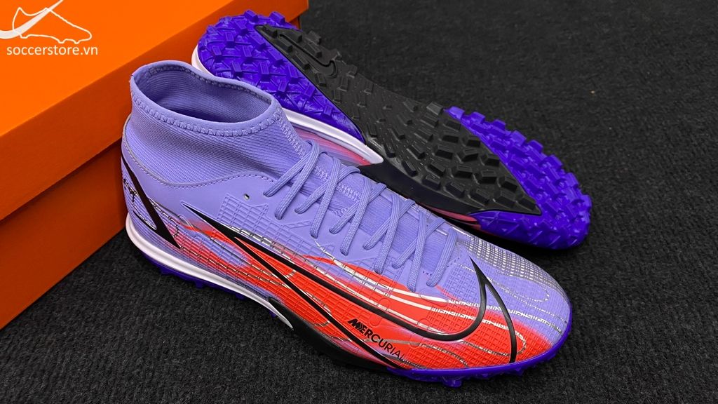 Nike Mercurial Superfly 8 Academy TF Mbappe Flames- Light Thistle/ Metallic Silver DB2868-506
