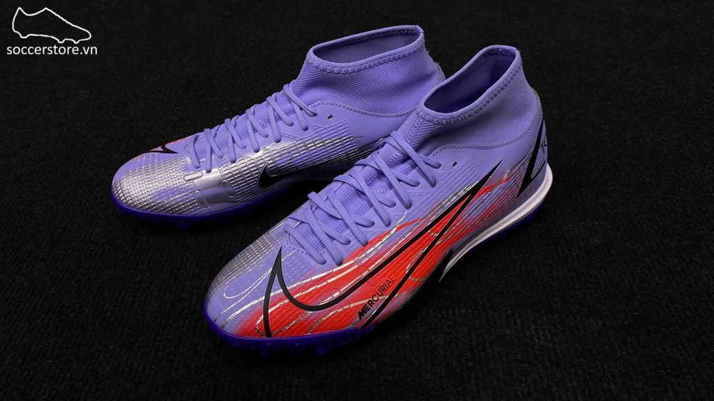 Nike Mercurial Superfly 8 Academy TF Mbappe Flames- Light Thistle/ Metallic Silver DB2868-506