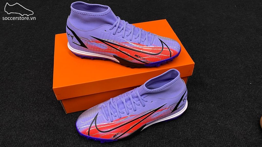 Nike Mercurial Superfly 8 Academy TF Mbappe Flames- Light Thistle/ Metallic Silver DB2868-506