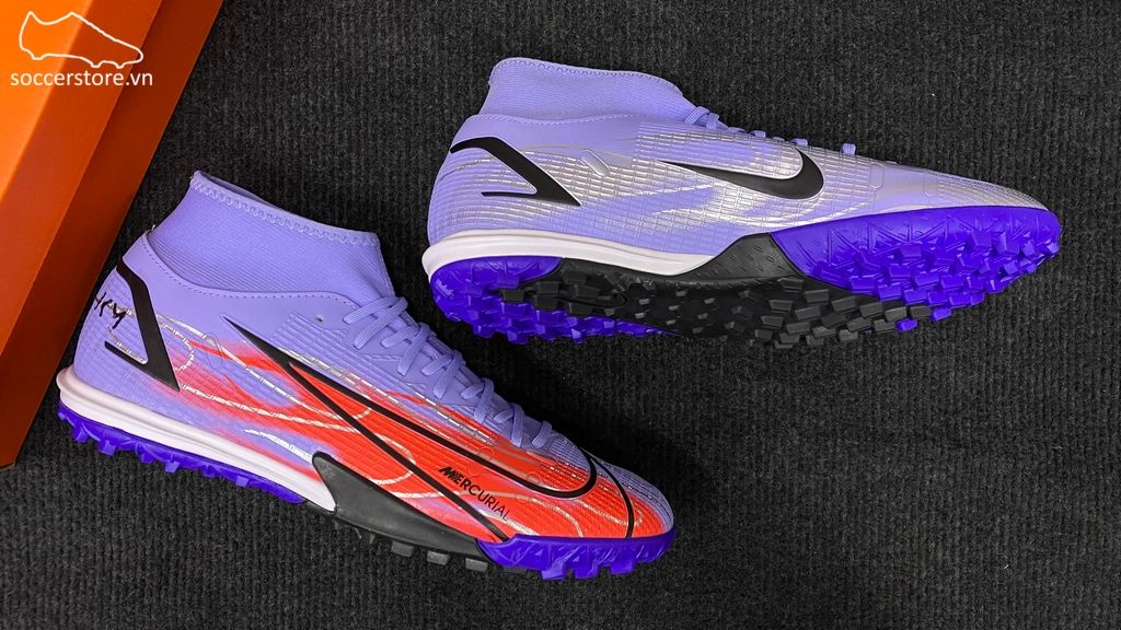Nike Mercurial Superfly 8 Academy TF Mbappe Flames- Light Thistle/ Metallic Silver DB2868-506