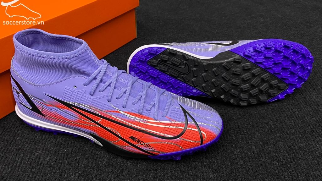 Nike Mercurial Superfly 8 Academy TF Mbappe Flames- Light Thistle/ Metallic Silver DB2868-506