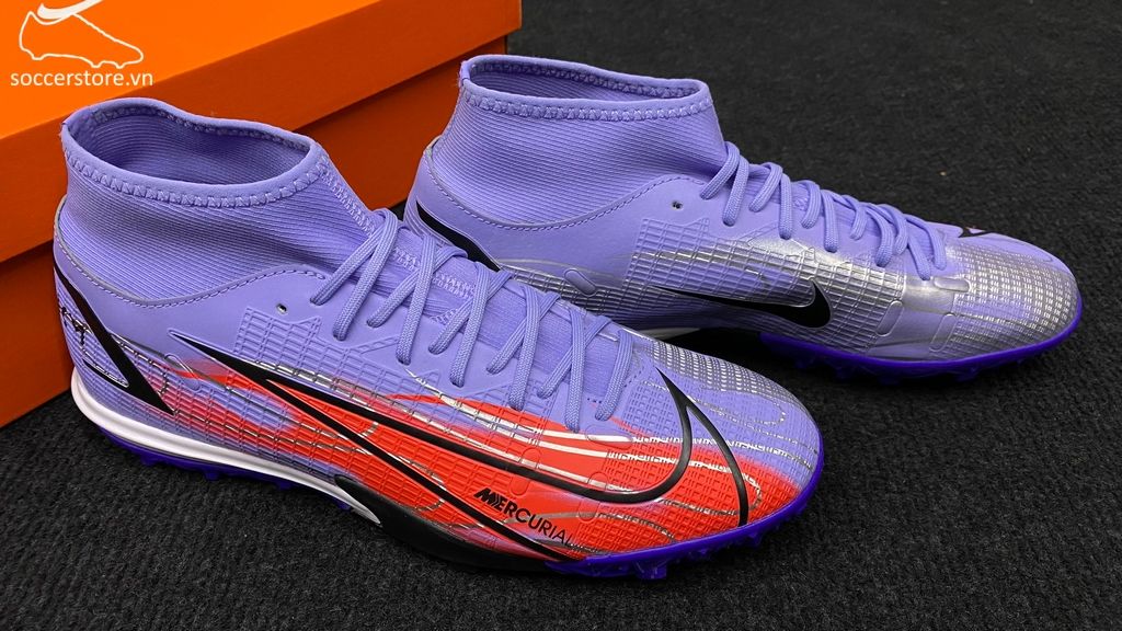 Nike Mercurial Superfly 8 Academy TF Mbappe Flames- Light Thistle/ Metallic Silver DB2868-506