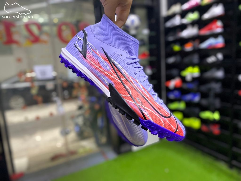 Nike Mercurial Superfly 8 Academy TF Mbappe Flames- Light Thistle/ Metallic Silver DB2868-506