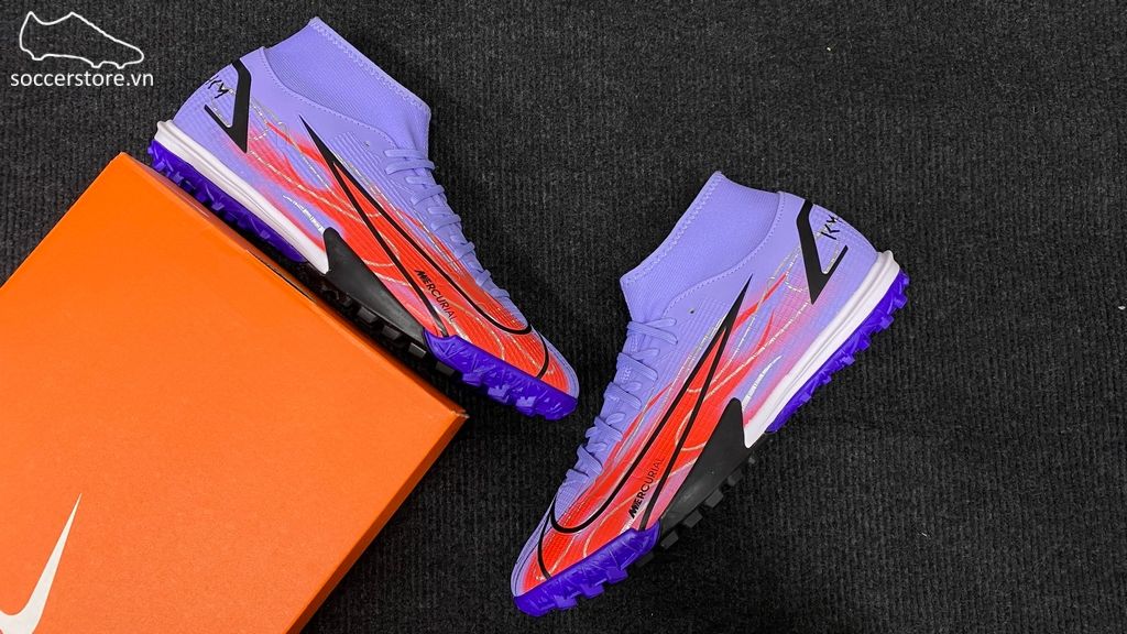 Nike Mercurial Superfly 8 Academy TF Mbappe Flames- Light Thistle/ Metallic Silver DB2868-506