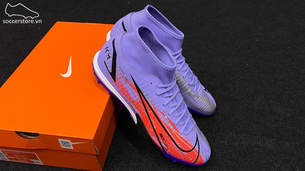 Nike Mercurial Superfly 8 Academy TF Mbappe Flames- Light Thistle/ Metallic Silver DB2868-506