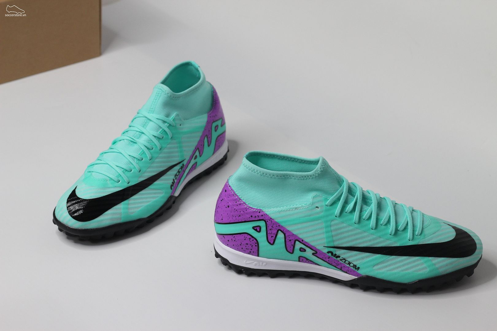 Nike Mercurial Superfly 9 TF Air Zoom màu xanh bạc hà Champions league pack - DJ5629-300