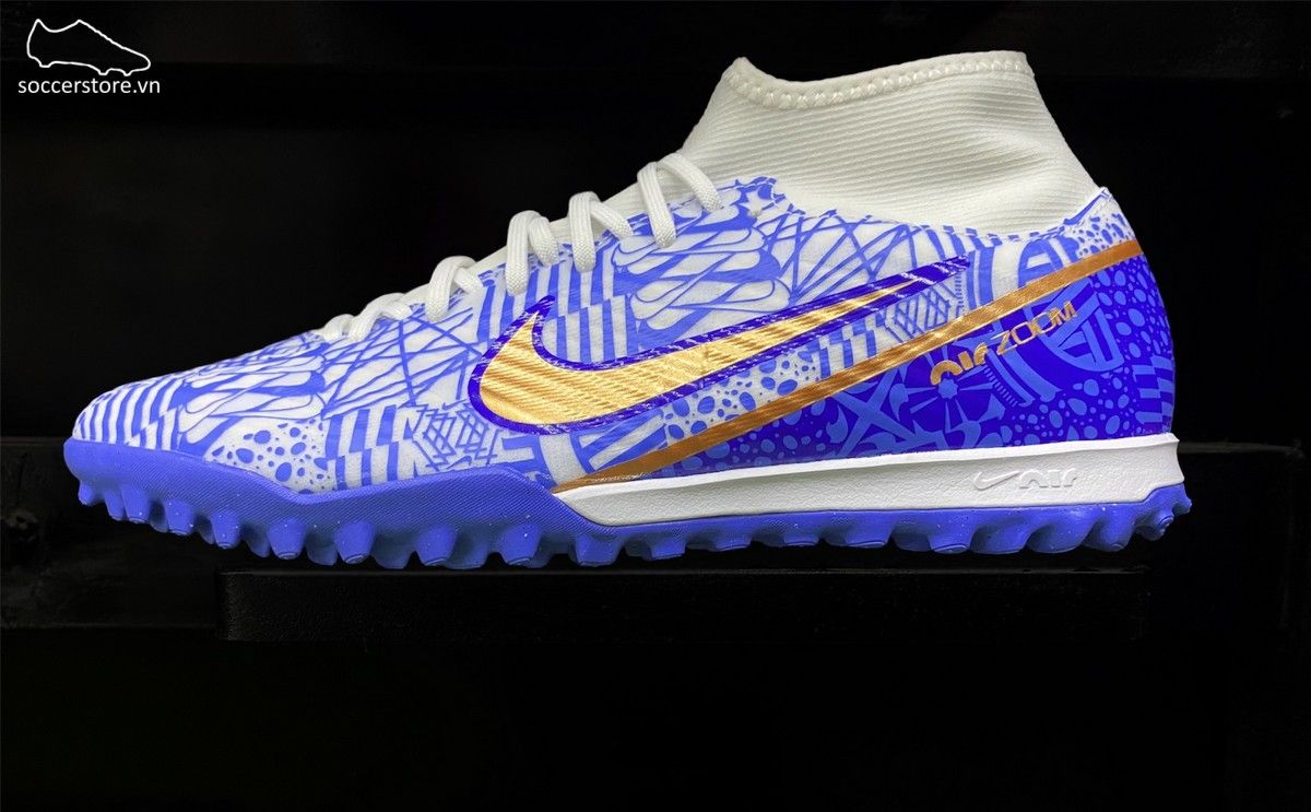 Nike Mercurial Superfly 9 Academy TF CR7 Air Zoom màu xanh dương trắng DQ5320-182 