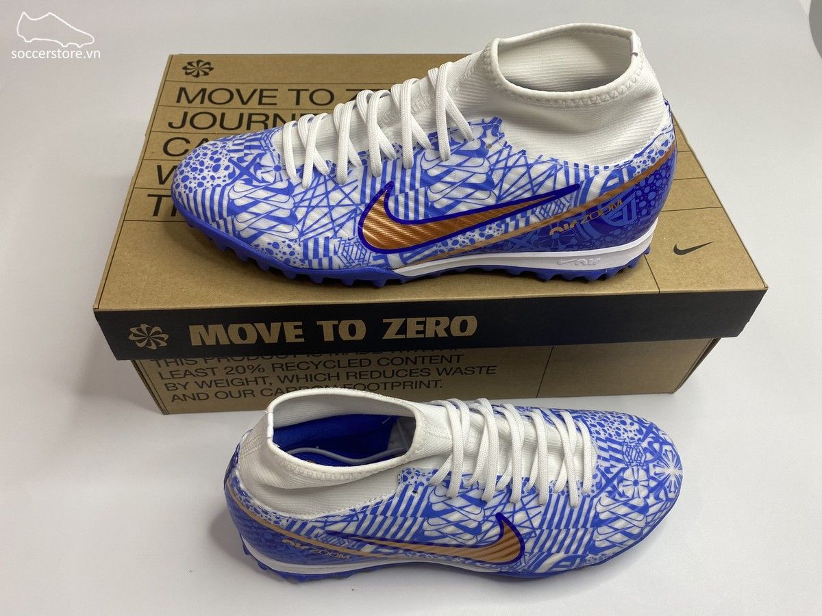 Nike Mercurial Superfly 9 Academy TF CR7 Air Zoom màu xanh dương trắng DQ5320-182 