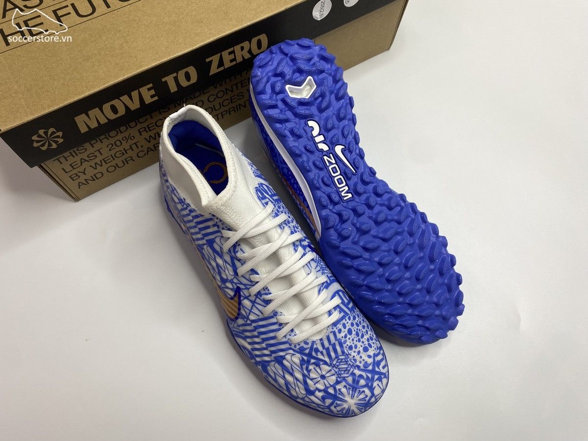 Nike Mercurial Superfly 9 Academy TF CR7 Air Zoom màu xanh dương trắng DQ5320-182 