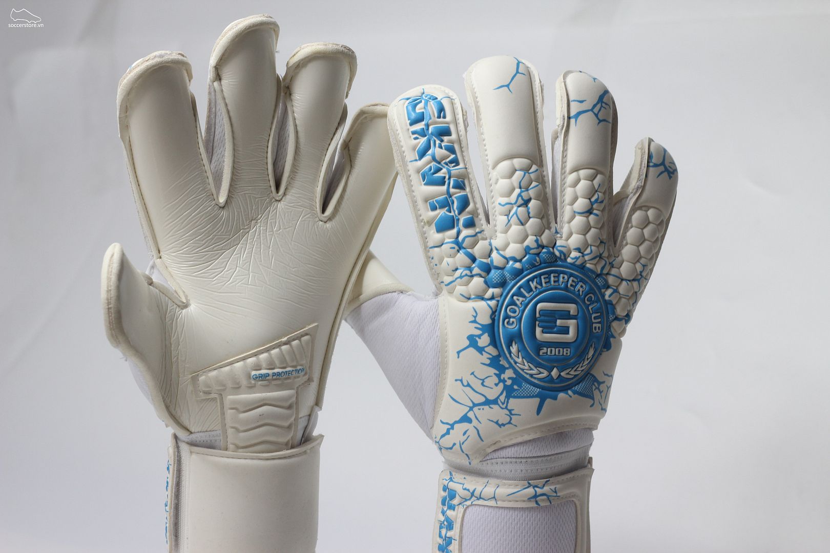 Găng tay thủ môn GKVN Phá Special Contact - màu trắng- xanh blue